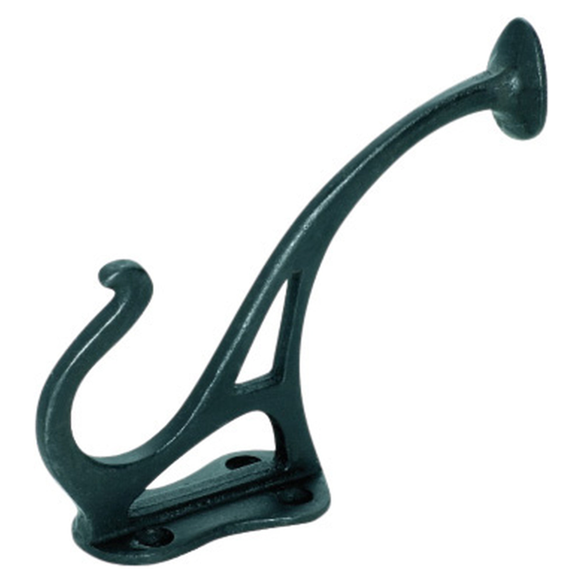 Nouveau Hat & Coat Hook w/Flat Top, Antique Finish