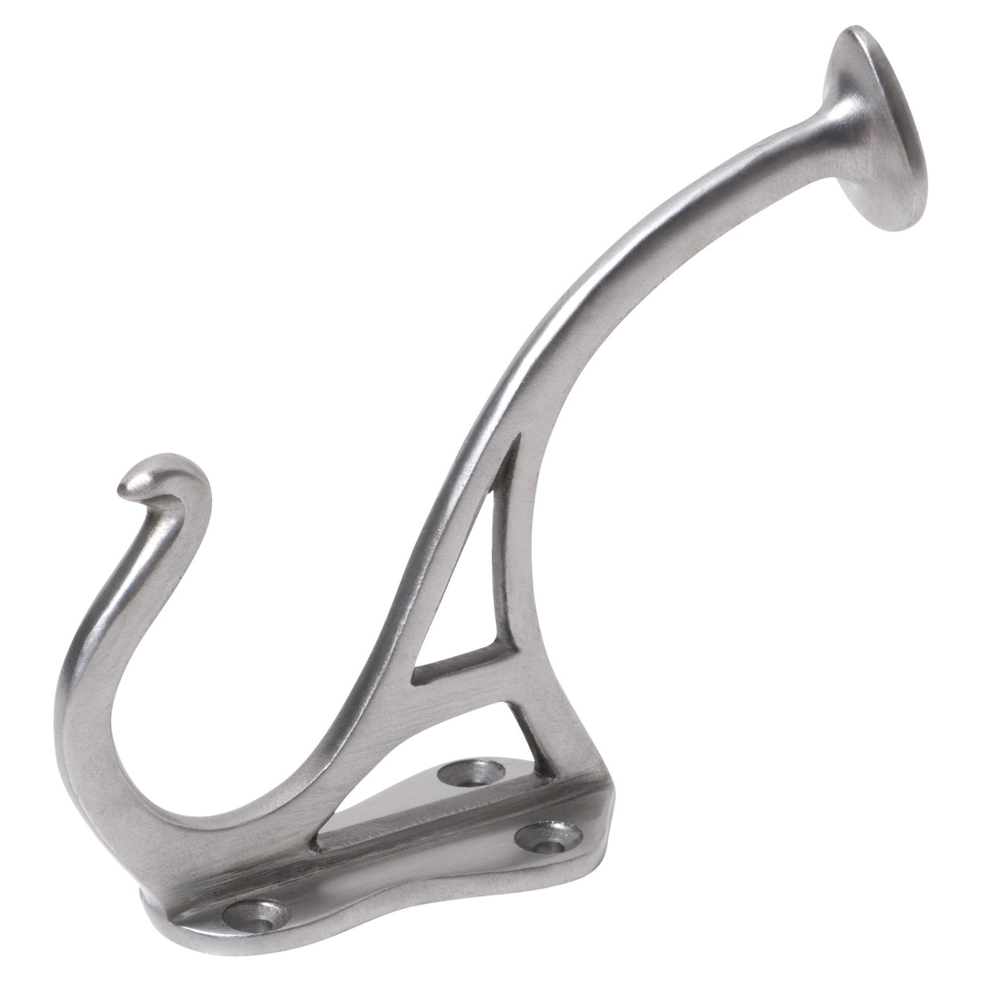 Nouveau Hat & Coat Hook w/Flat Top, Polished Metal