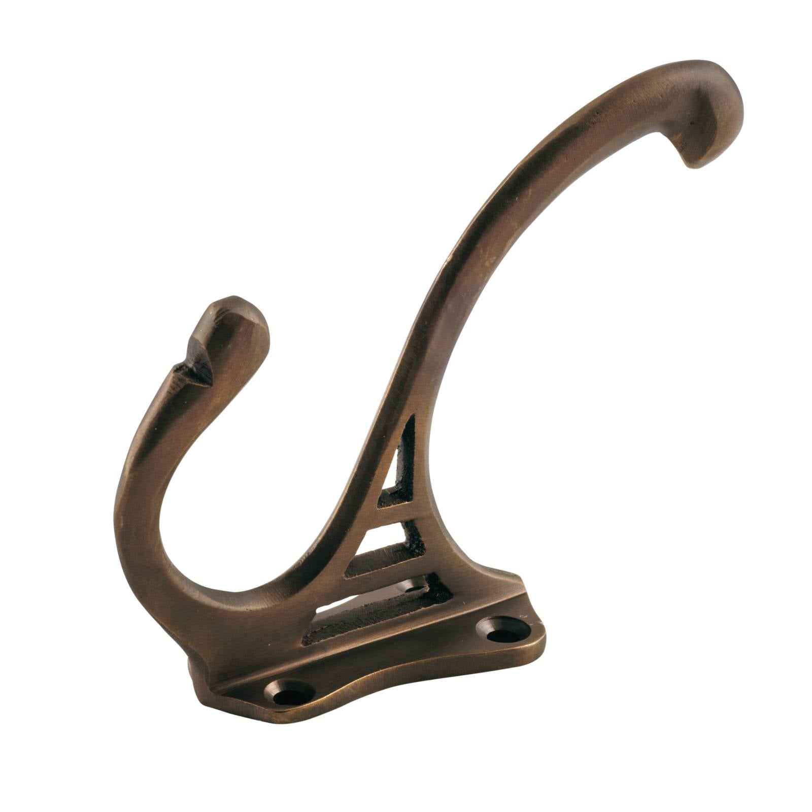 9.5cm Nouveau Hat & Coat Hook, Antique Brass