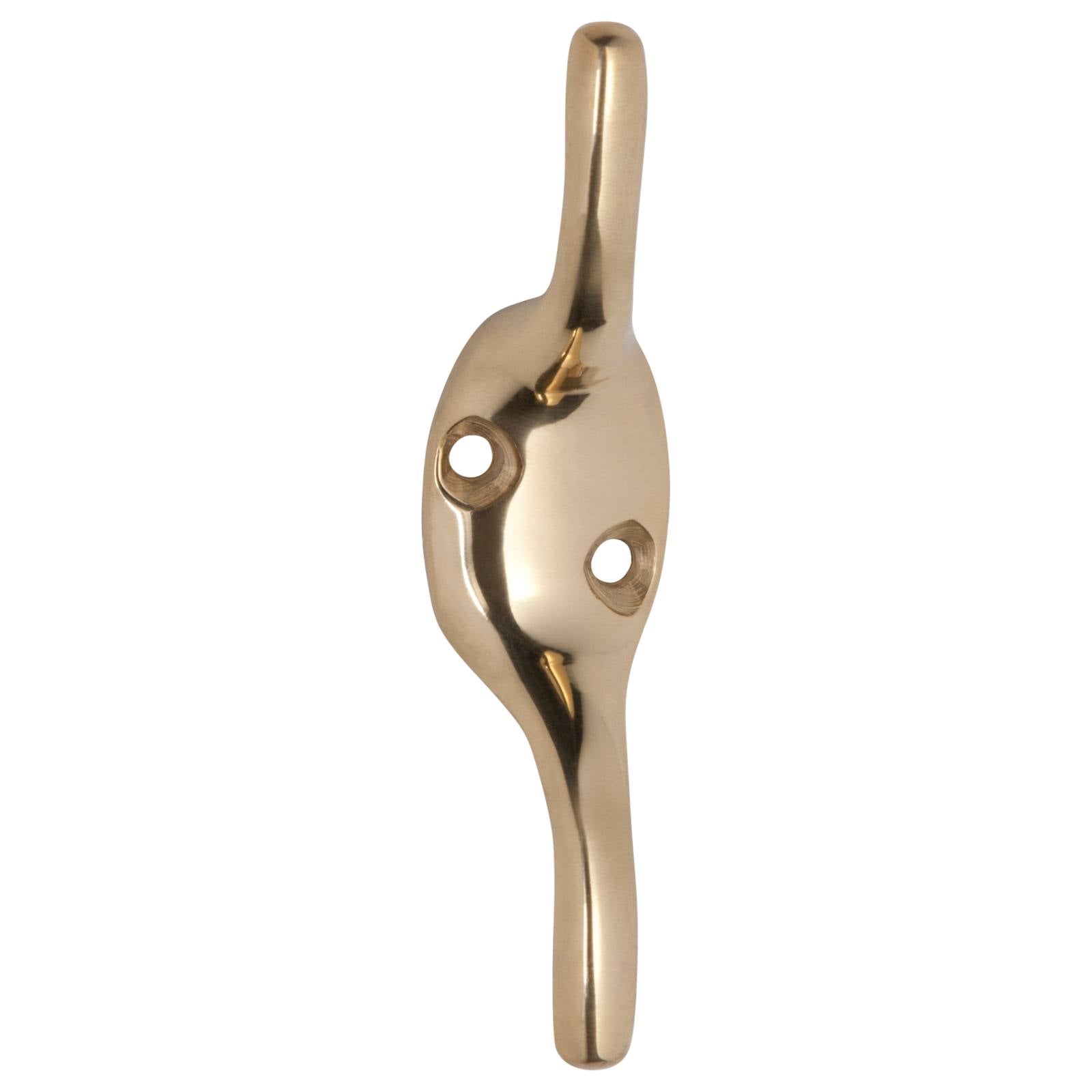 Small Cleat Hook, Polished Brass