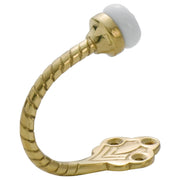 Rope Single Robe Hook w/Porcelain Tip, Pol Brass