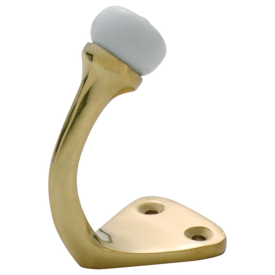 Porcelain Tip Robe Hook, Polished Brass/White
