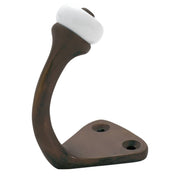 Porcelain Tip Robe Hook, Antique Brass/White