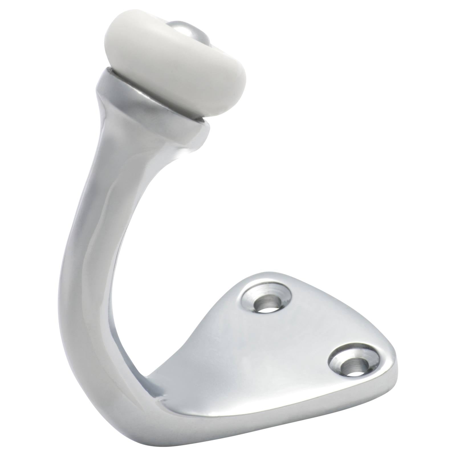 Porcelain Tip Robe Hook, Chrome/White