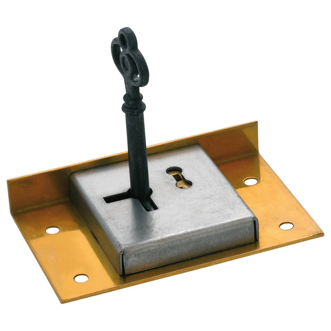 7.6x4.8cm Drawer/Till Lock, Brass