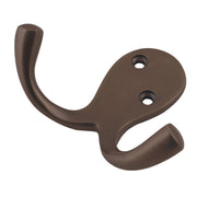 Plain Double Robe Hook, Antique Brass