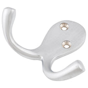 Plain Double Robe Hook, Satin Chrome