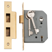 Mortice Lock 5 Lever SB CTC57mm Backset 57mm, Satin Brass