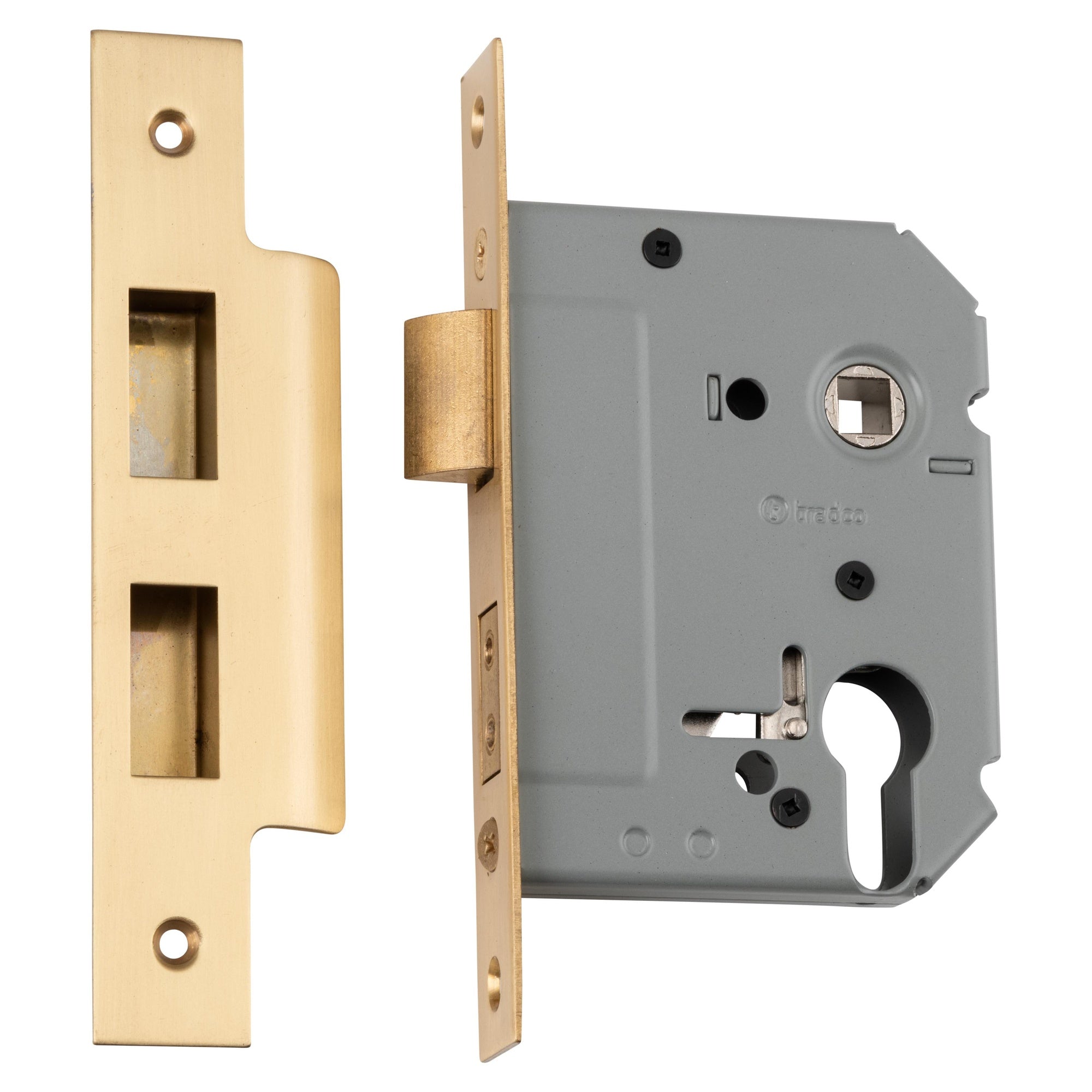 Mortice Lock Euro SB CTC47.5mm Backset 57mm, Satin Brass