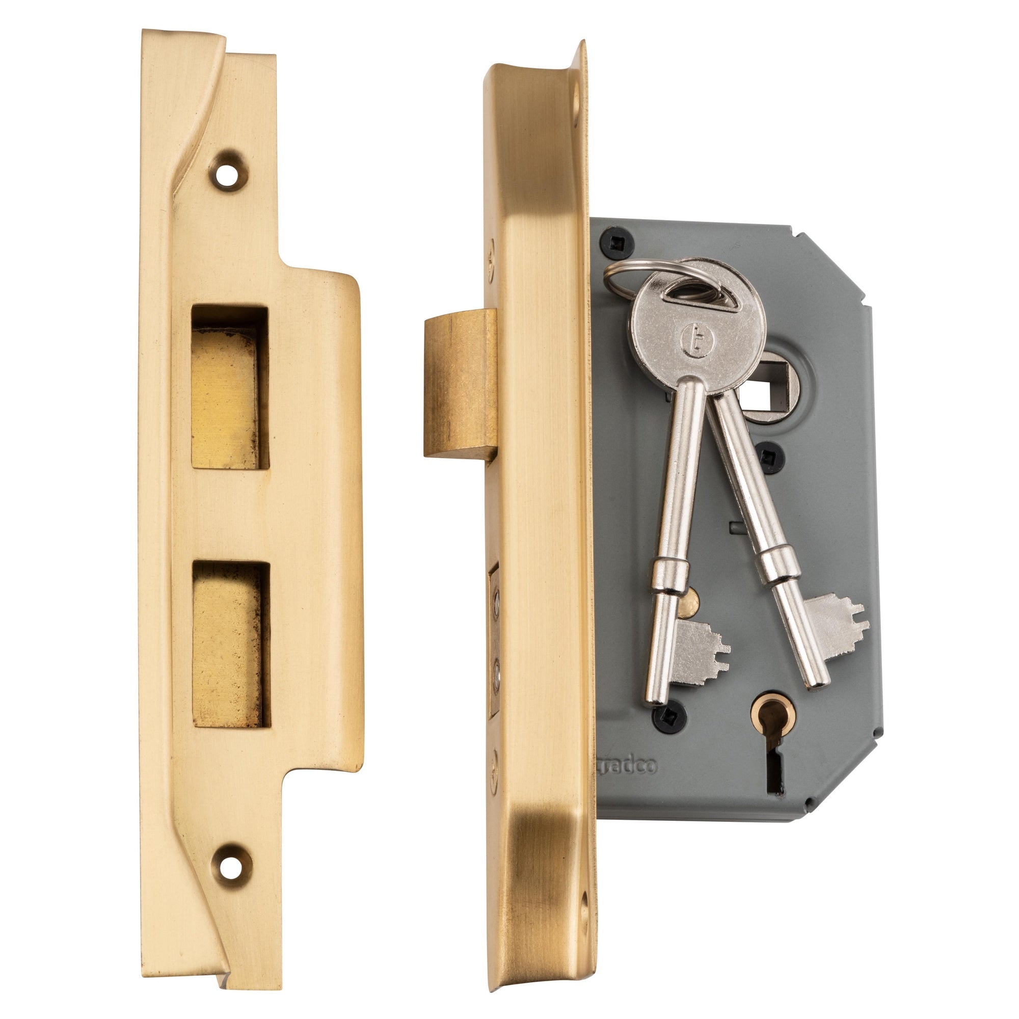 Mortice Lock 5 Lever Rebated SB CTC57mm BS 46mm, Satin Brass