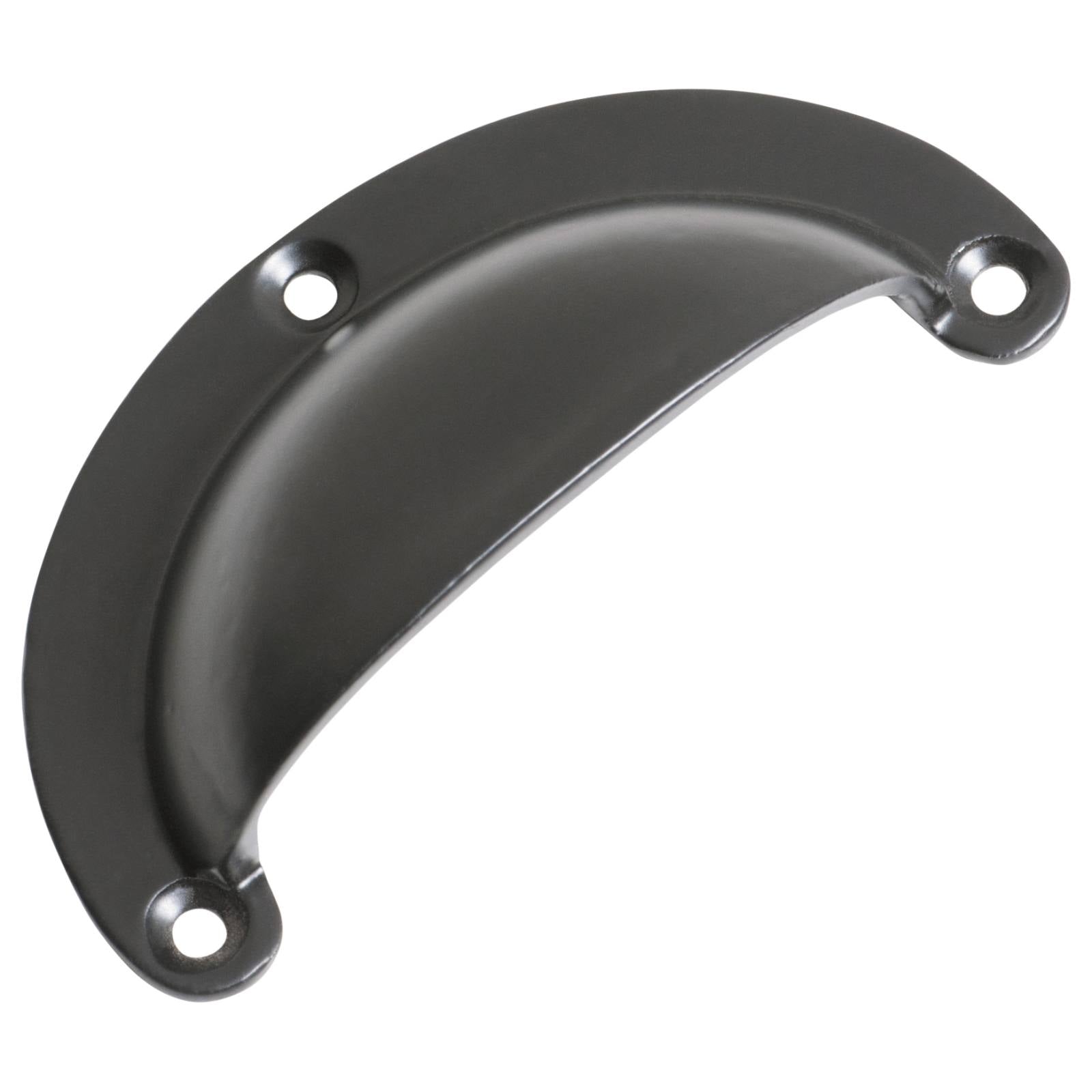 Large Cast Plain Semicircle Drawer Pull, Matte Blk