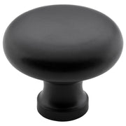 Large Round Cupboard Knob, Matte Blk