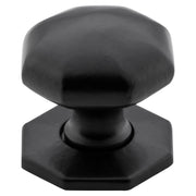 Medium Octagonal Cupboard Knob, Matte Blk, Matte Black Powder Coated