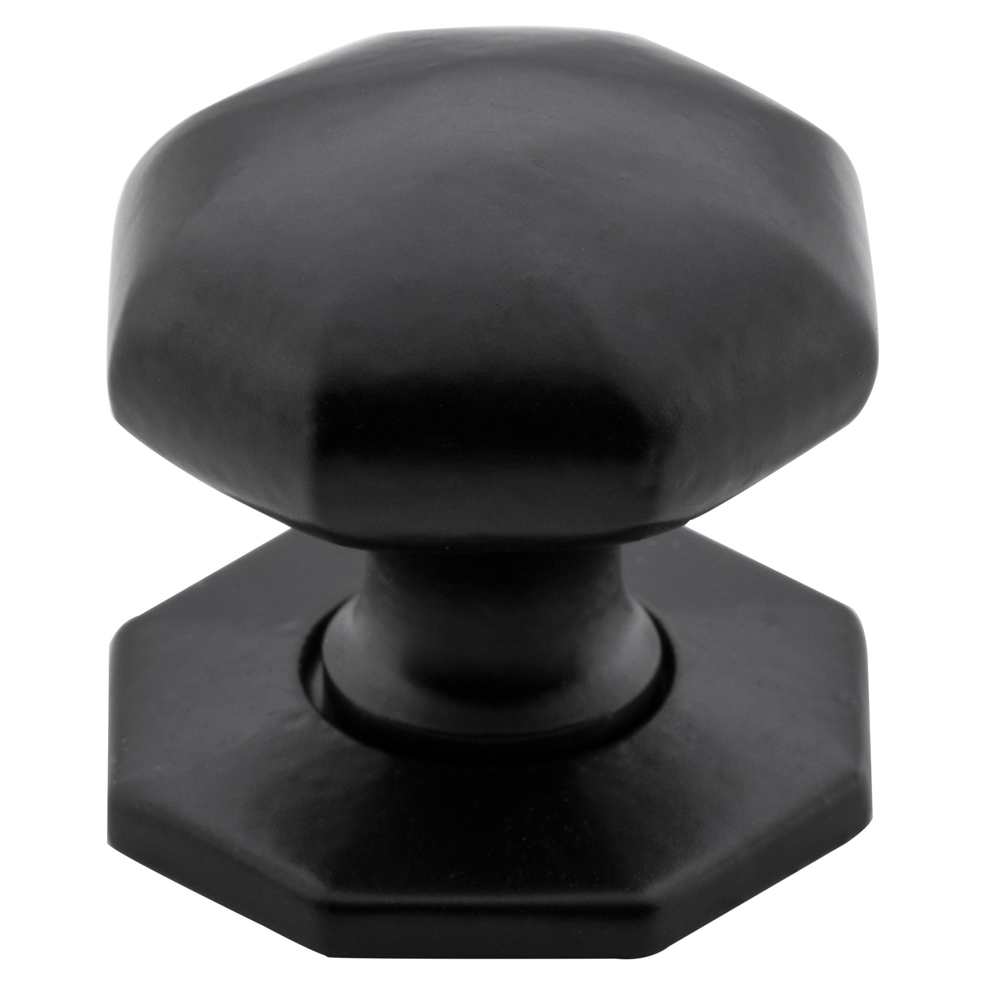 Medium Octagonal Cupboard Knob, Matte Blk, Matte Black Powder Coated