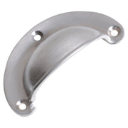 Small Cast Plain Semicircle Drawer Pull, Satin CH, Satin Chrome