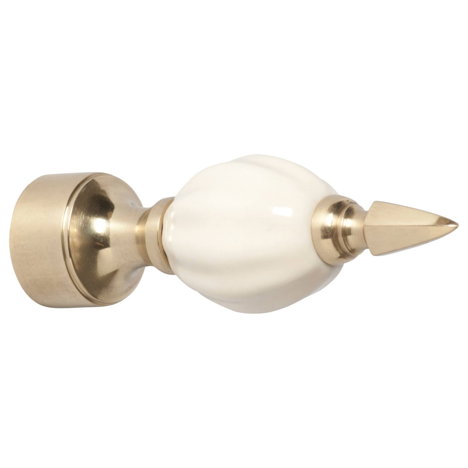 Porcelain Ball Finial to Suit 1.9cm Rod, Pol Brass