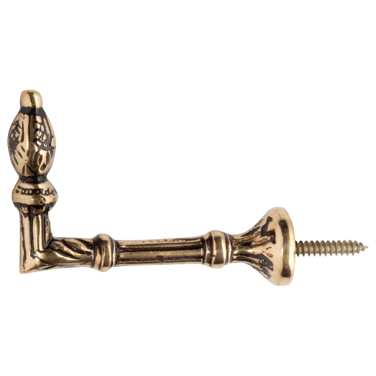 7cm Fancy Curtain Tie Back Hook, Polished Brass