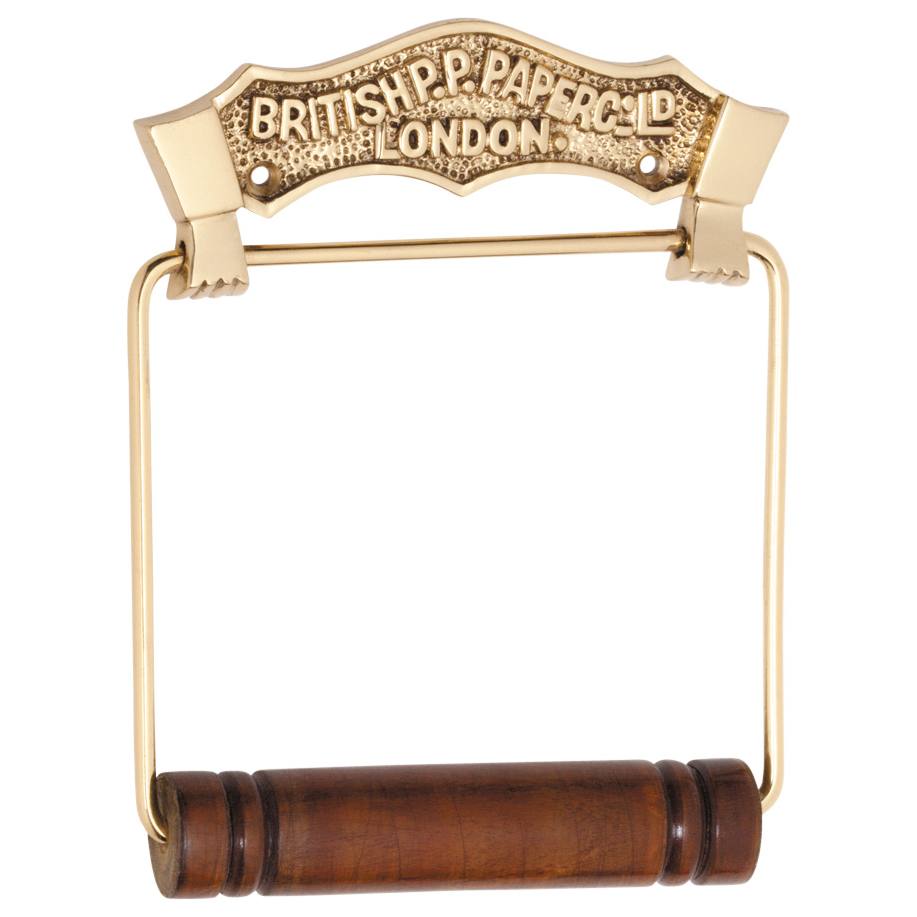 British Toilet Roll Holder, Polished Brass