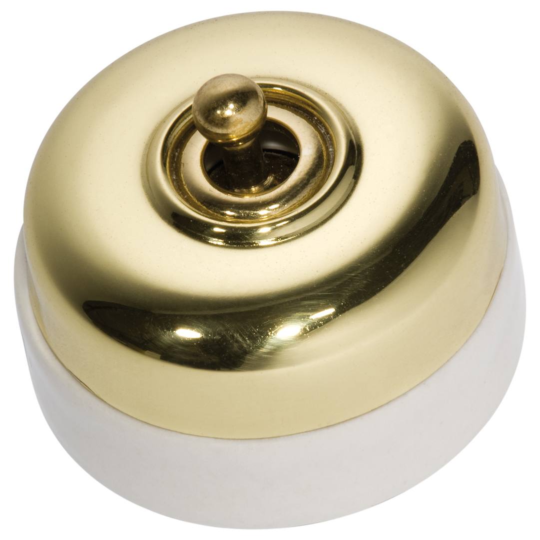 Toggle Switch, Polished Brass Ivory