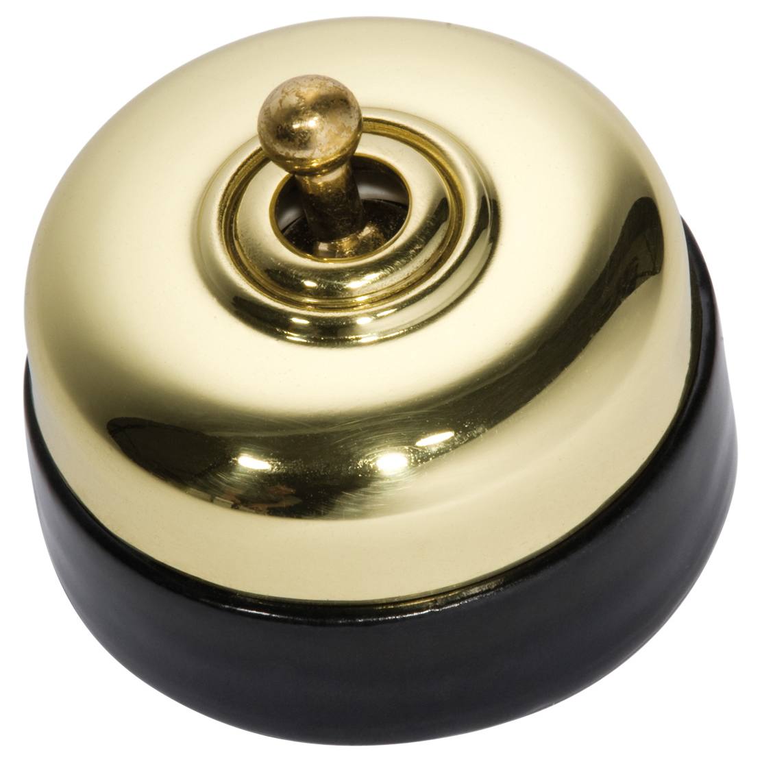 Toggle Switch, Polished Brass Black