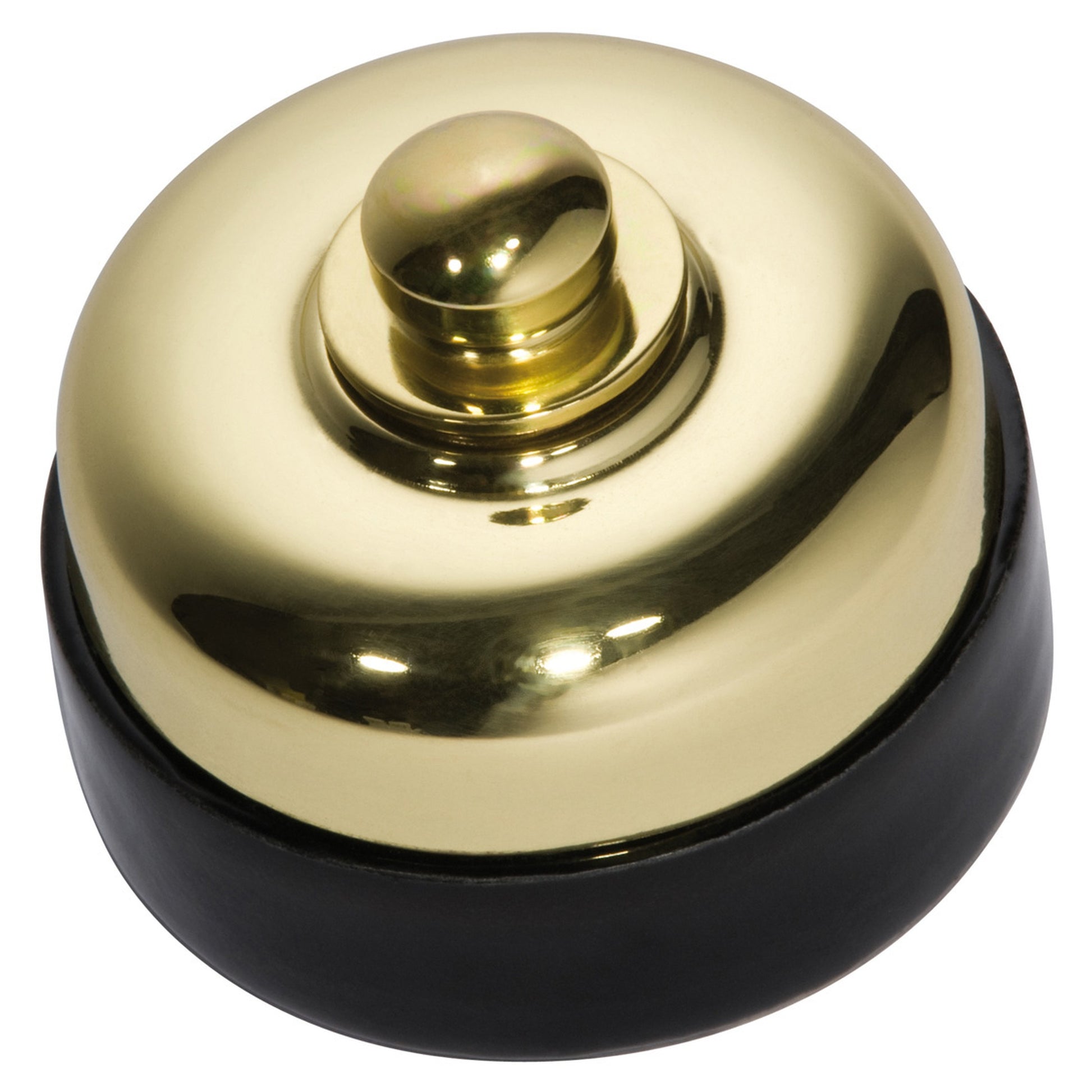 Porcelain Base Traditional Fan Control, Pol Brass/Blk, Polished Brass & Black