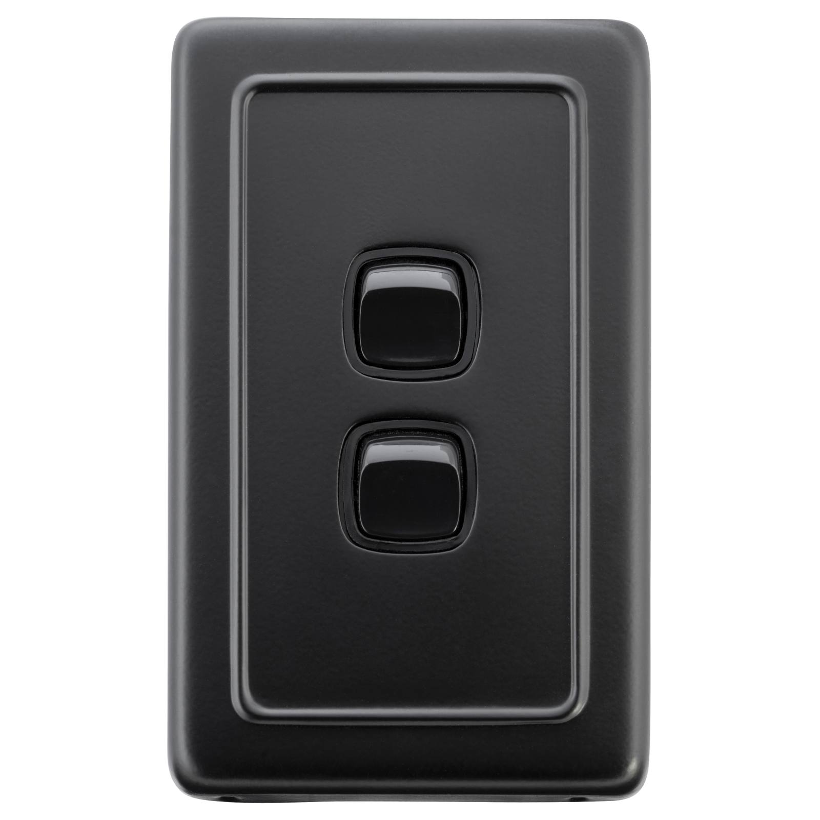 Clip On Switch 2 Gang 72x115, Black