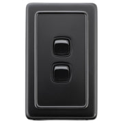 Clip On Switch 2 Gang 72x115, Black