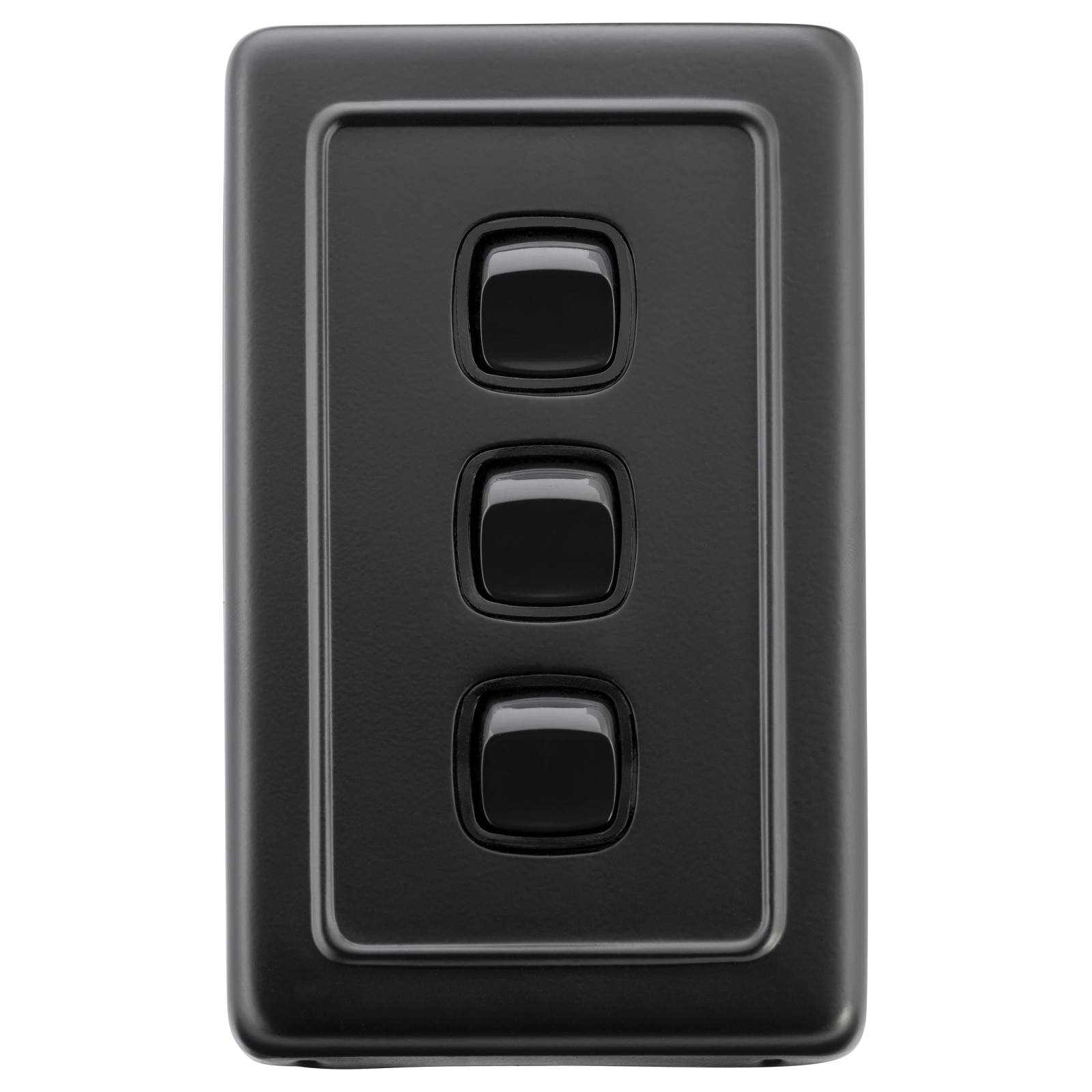 Clip On Switch 3 Gang 72x115, Black