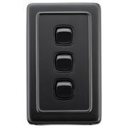 Clip On Switch 3 Gang 72x115, Black