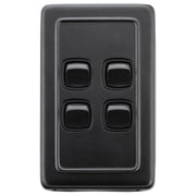 Clip On Switch 4 Gang 72x115, Black