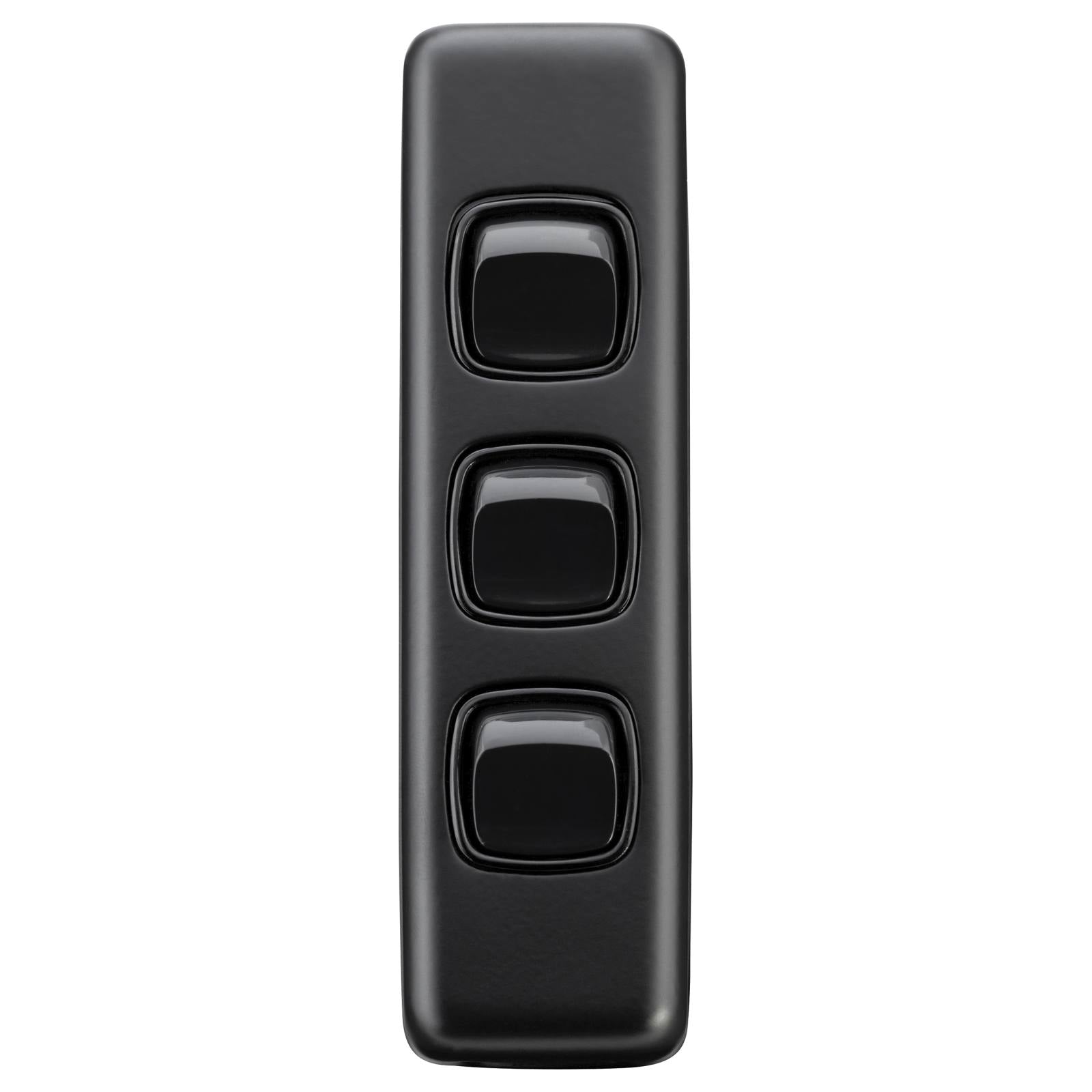 Clip On Switch 3 Gang 30x108, Black