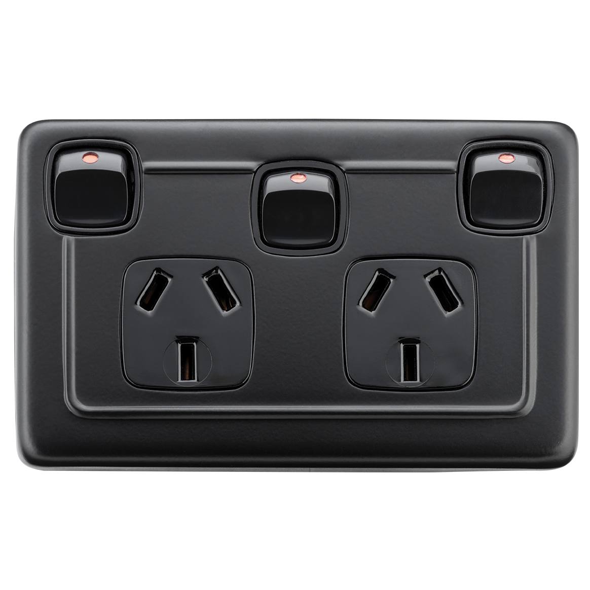 Clip On Double Power Point with Switch, Black