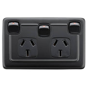 Clip On Double Power Point with Switch, Black