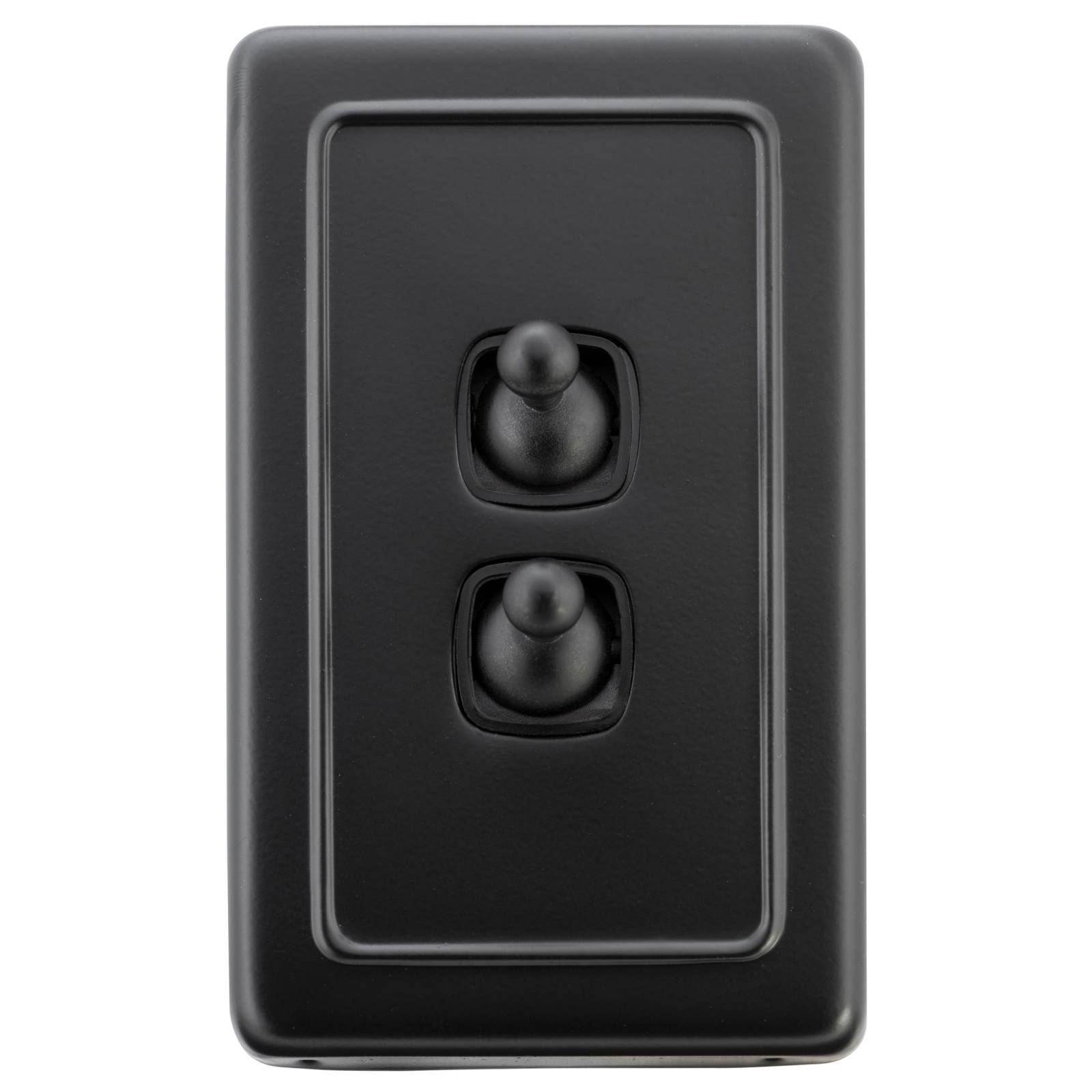 Toggle Switch 2 Gang 72x115, Black