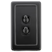 Toggle Switch 2 Gang 72x115, Black