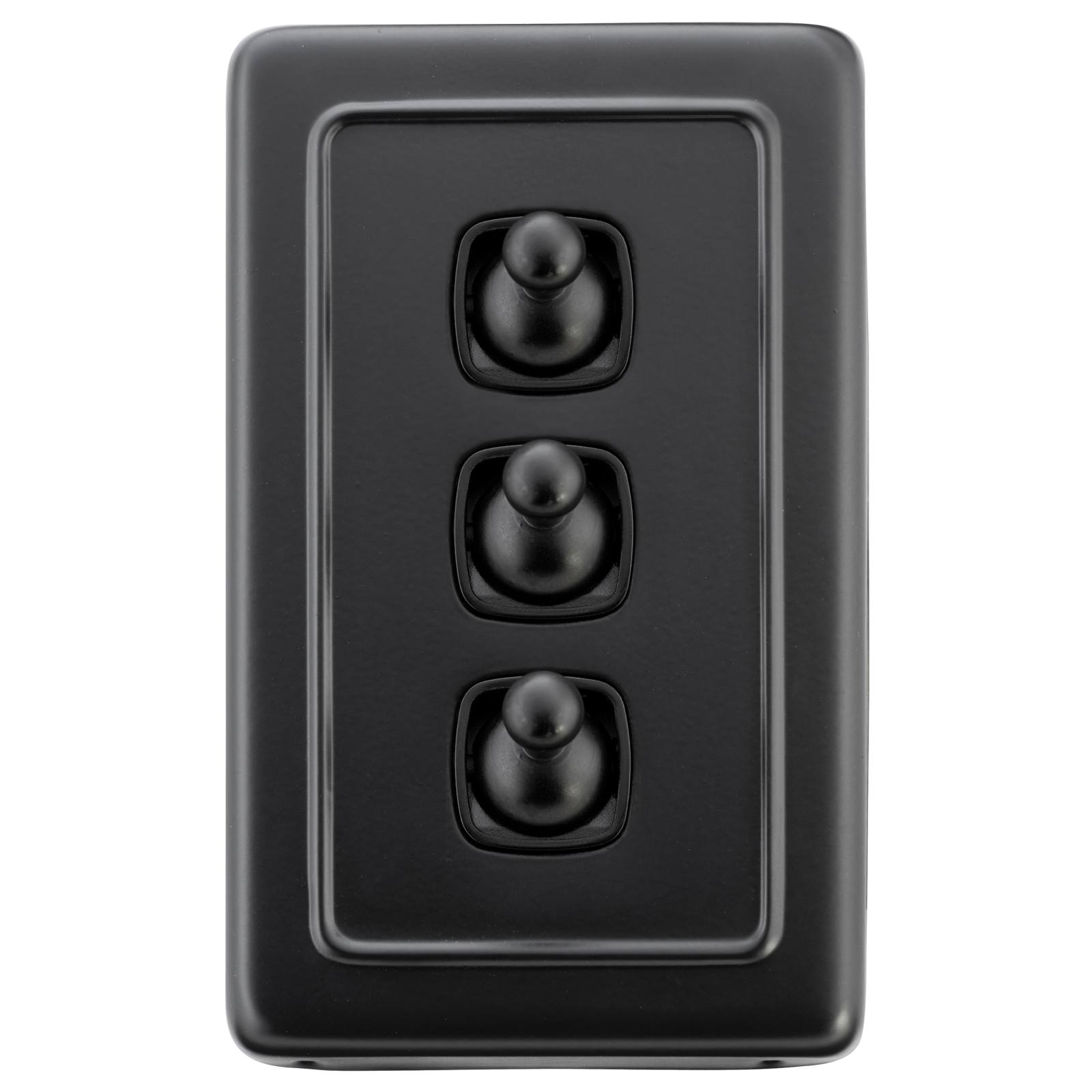 Toggle Switch 3 Gang 72x115, Black