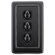 Toggle Switch 3 Gang 72x115, Black