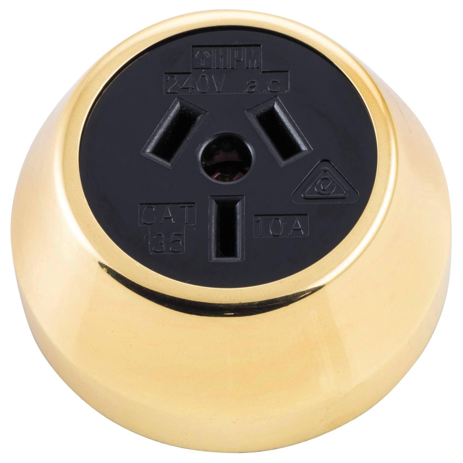 Federation Power Point Socket, Polished Brass Blac