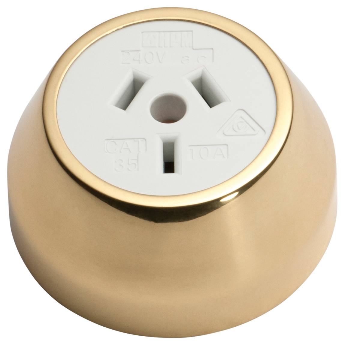 Federation Power Point Socket, Polished Brass Whit