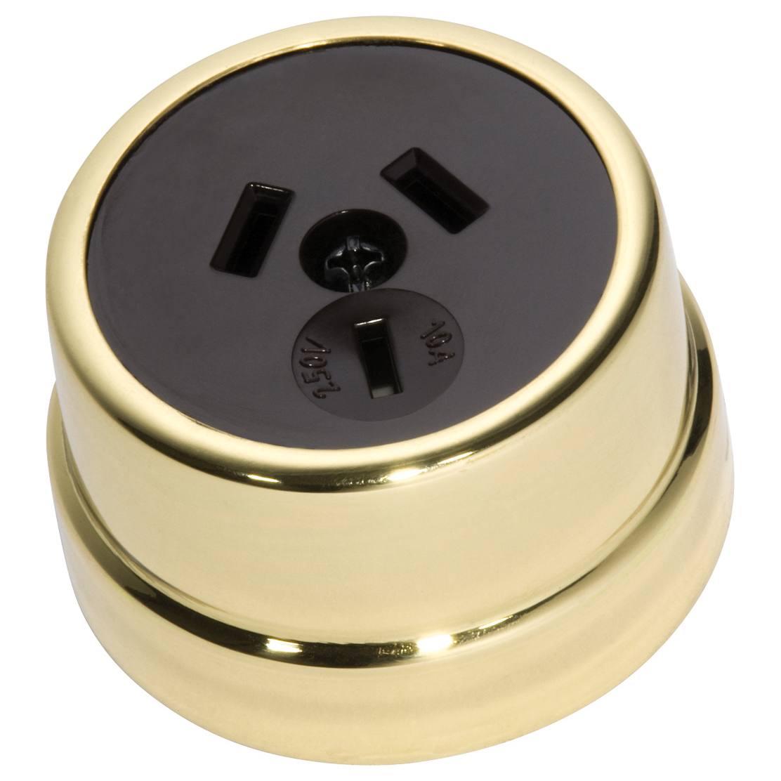 Traditional Power Point Socket, Polished Brass Bro