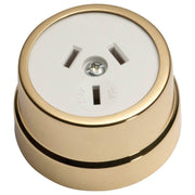 Traditional Power Point Socket, Polished Brass Whi