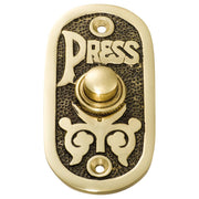 Nouveau Bell Push (Press), Brass with Blk Back