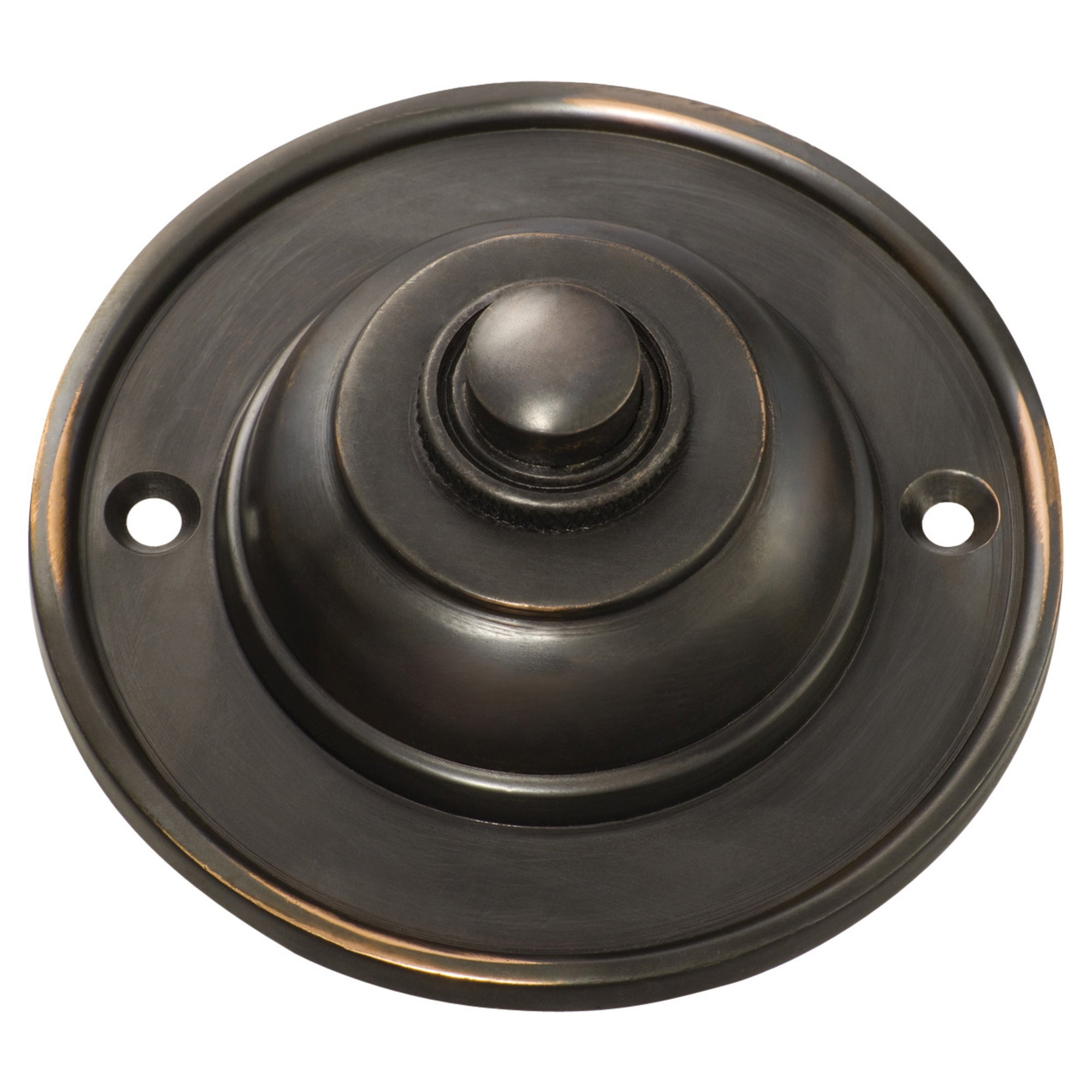 Plain Round Bell Push, Antique Copper