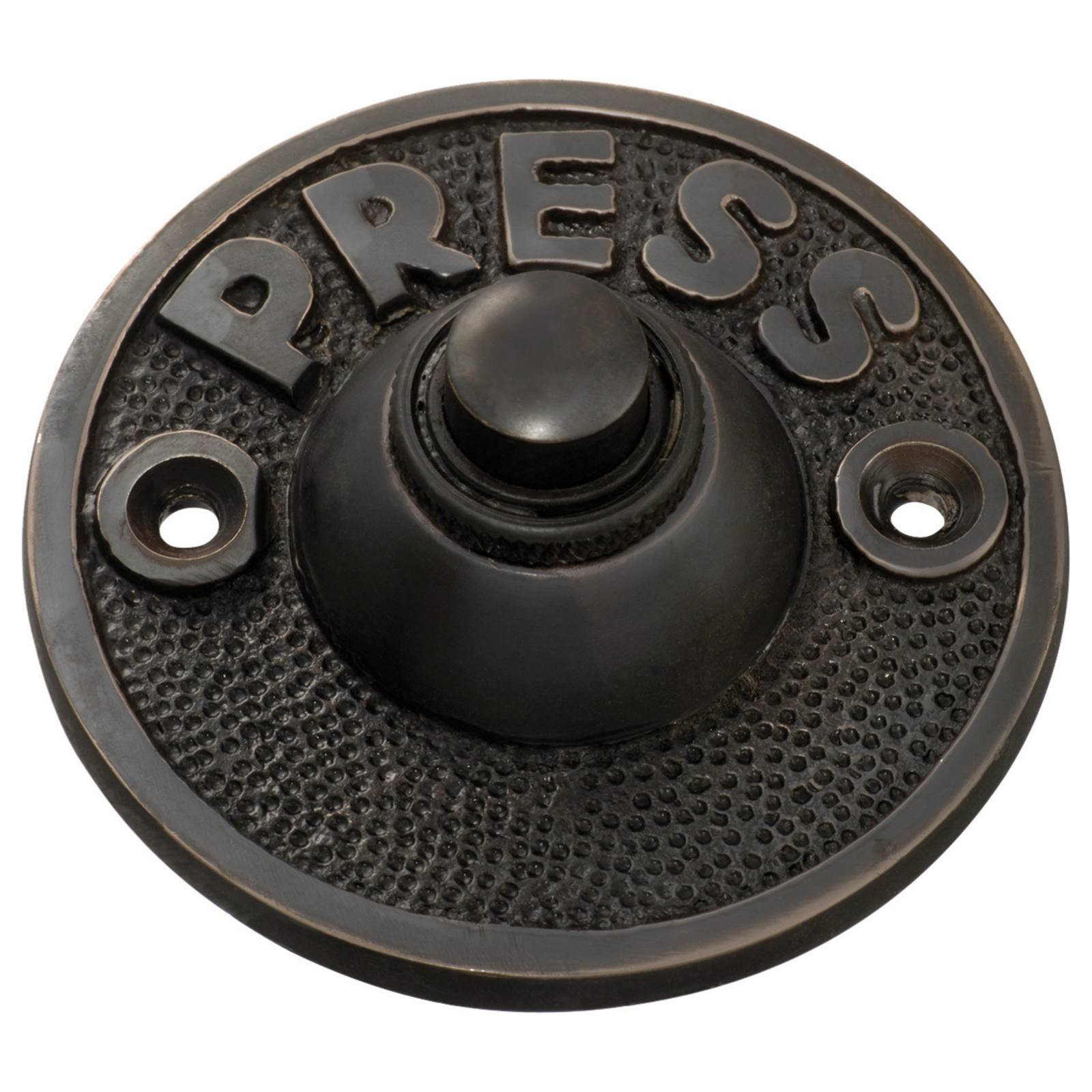 Round Press Bell Push, Antique Copper