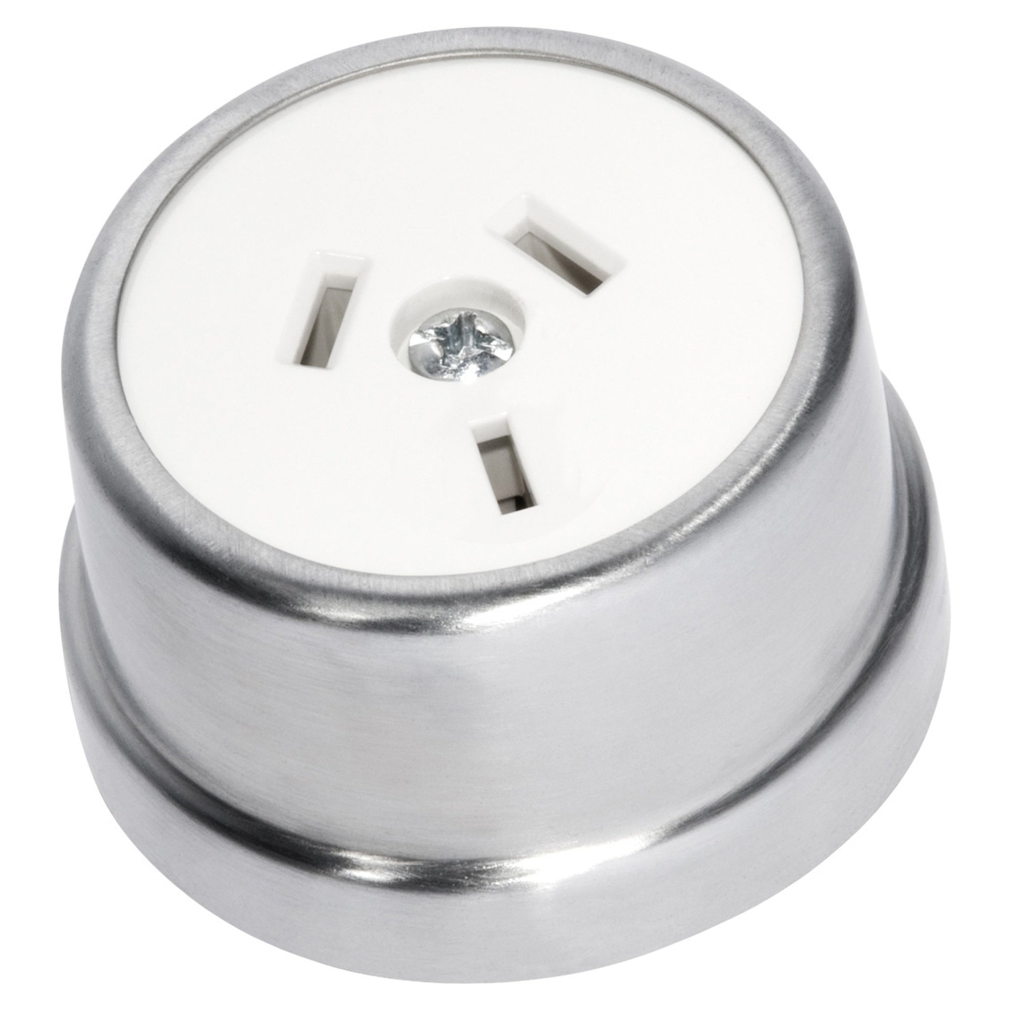 Traditional Power Point Socket, Satin Chrome/White, Satin Chrome & Whi ...