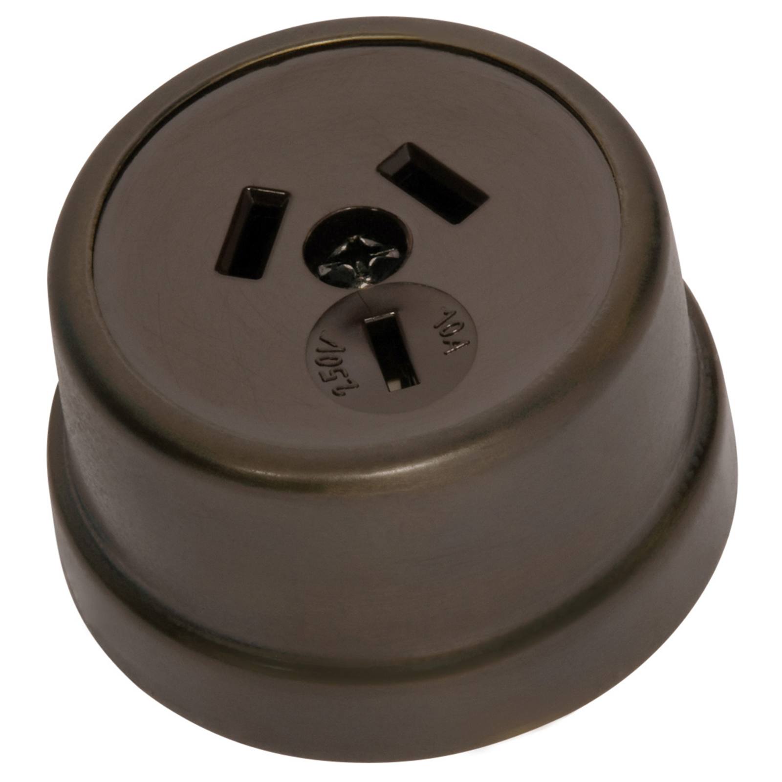 Traditional Power Point Socket, Antique Brass Brow