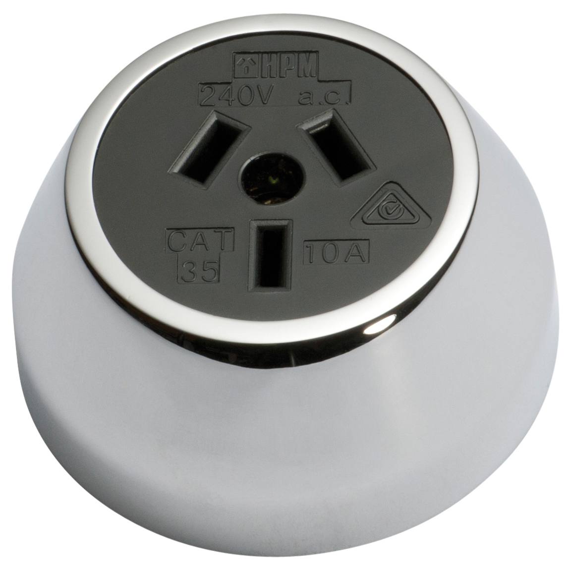 Federation Power Point Socket, Chrome Black