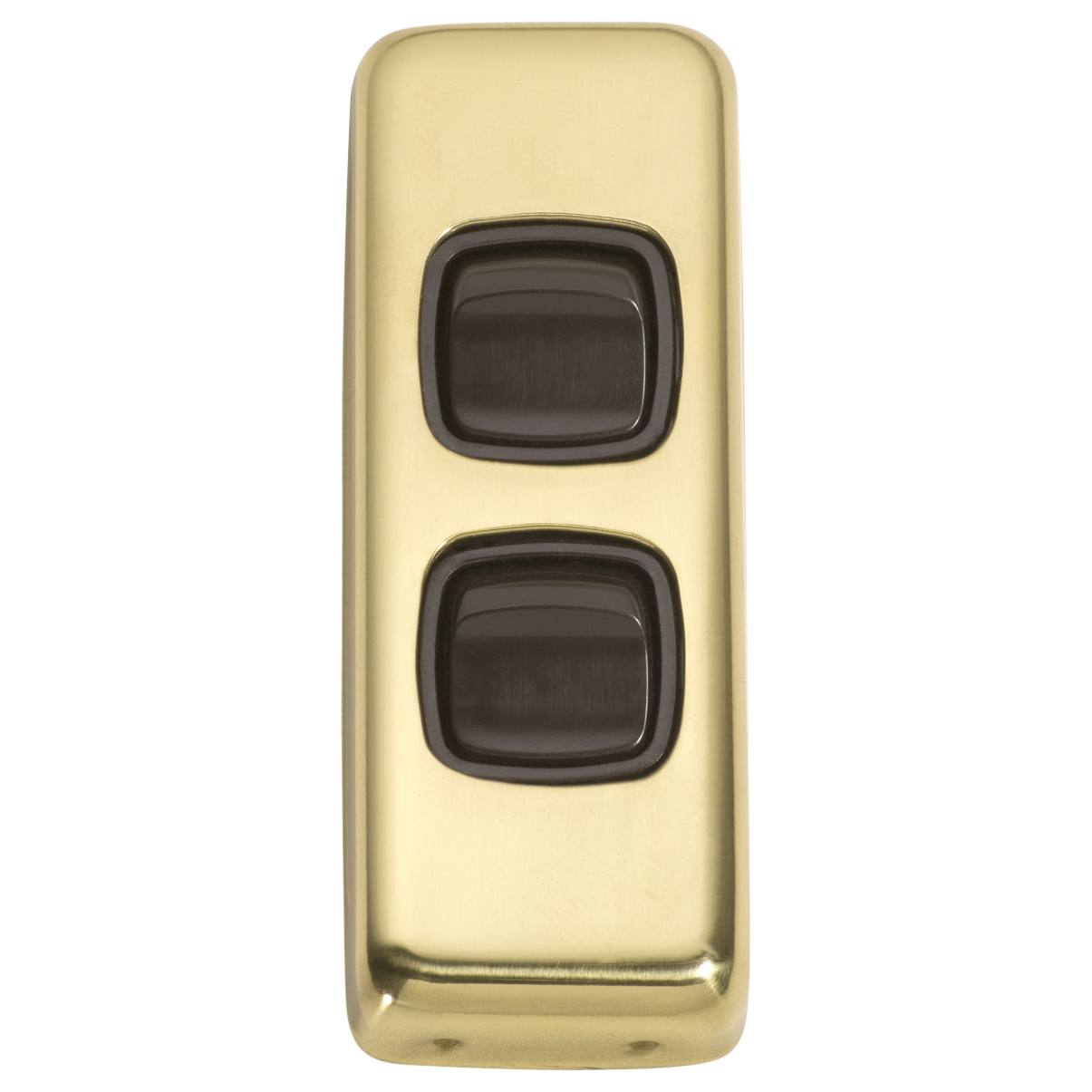 Small Clip On 2 Gang Switch, Polished Brass Brown