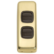 Small Clip On 2 Gang Switch, Polished Brass Brown