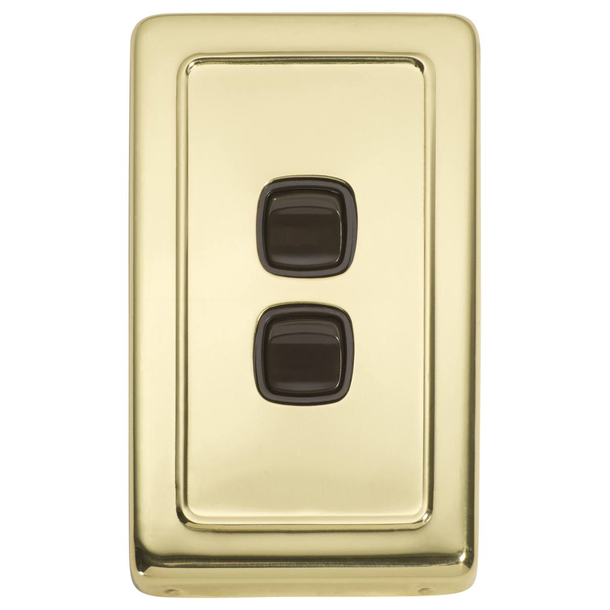 Clip On 2 Gang Switch, Polished Brass Brown